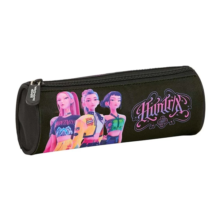 Safta K-Pop Demon Hunters Portatodo Redondo - Cremallera con Tirador - 20x7x7cm - Color Negro y Rosa 1