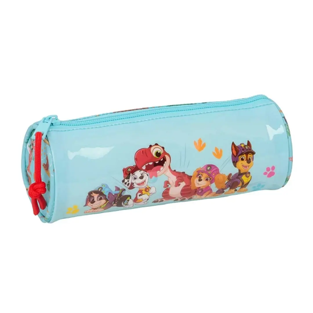 Safta Paw Patrol Dino Rescue Portatodo Redondo - Cremallera con Tirador - 20x7x7cm - Color Azul Pastel 1