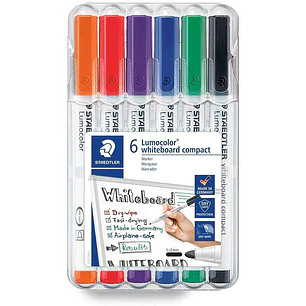 Staedtler Lumocolor 341 Pack de 6 Marcadores para Pizarra - Secado Rapido - Colores Surtidas