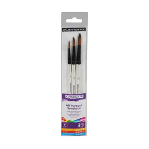 Daler Rowney Graduate Pack de 3 Pinceles Multitecnica - Pelo Sintetico - Mango Corto