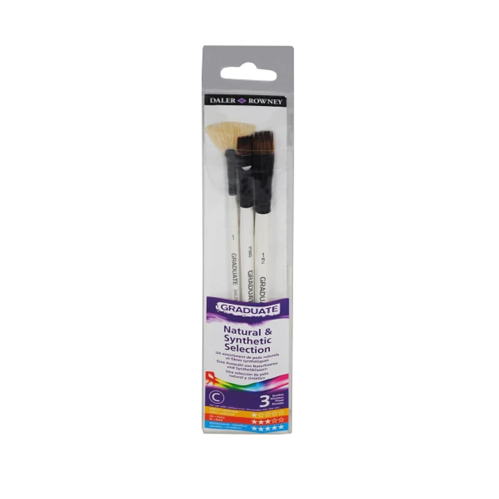 Daler Rowney Graduate Pack de 3 Pinceles Multitecnica - Pelo de Cerda y Pelo Sintetico - Mango Corto 1