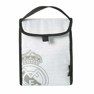 Safta Real Madrid Bolsa Isotermica Porta Alimentos - Plegable - Solapa con Velcro - Asa de Mano - 18.4x25.4x12.7cm - Color Blanco