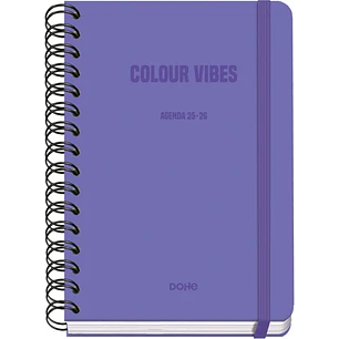 Dohe Colour Vibes Agenda Escolar 25/26 Espiral Wireo A5 - Semana Vista - Papel 80g/m2 - 4 Hojas de Pegatinas - Cubierta de Carton Plastificado - Cier