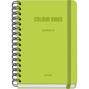 Dohe Colour Vibes Agenda Escolar 25/26 Espiral Wireo A5 - Semana Vista - Papel 80g/m2 - 4 Hojas de Pegatinas - Cubierta de Carton Plastificado - Cier