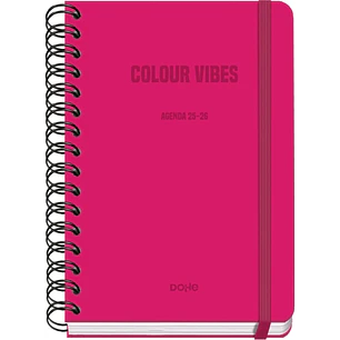 Dohe Colour Vibes Agenda Escolar 25/26 Espiral Wireo A5 - Semana Vista - Papel 80g/m2 - 4 Hojas de Pegatinas - Cubierta de Carton Plastificado - Cier