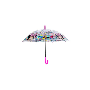 Safta Minnie Mouse Minty Paraguas Automatico de 76cm - 8 Paneles - Asa y Punta de PVC - POE Transparente - Nervios de Acero de 8mm - Color Transparent