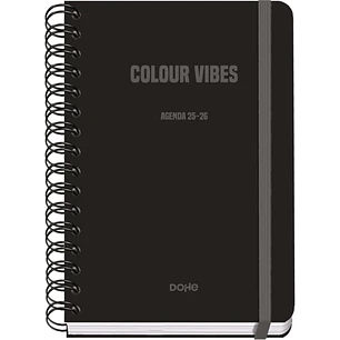 Dohe Colour Vibes Agenda Escolar 25/26 Espiral Wireo A5 - Semana Vista - Papel 80g/m2 - 4 Hojas de Pegatinas - Cubierta de Carton Plastificado - Cier