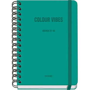 Dohe Colour Vibes Agenda Escolar 25/26 Espiral Wireo A5 - Semana Vista - Papel 80g/m2 - 4 Hojas de Pegatinas - Cubierta de Carton Plastificado - Cier