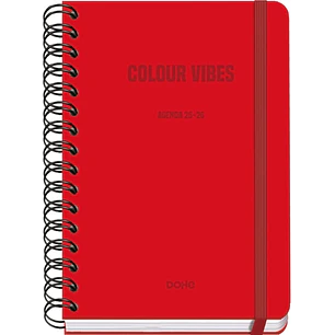 Dohe Colour Vibes Agenda Escolar 25/26 Espiral Wireo A5 - Semana Vista - Papel 80g/m2 - 4 Hojas de Pegatinas - Cubierta de Carton Plastificado - Cier