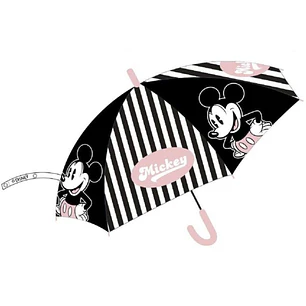 Safta Mickey Mouse Good Day Paraguas Manual de 76cm - 8 Paneles - Asa y Punta de PVC - POE Transparente - Nervios de Acero de 8mm - Color Negro y Blan
