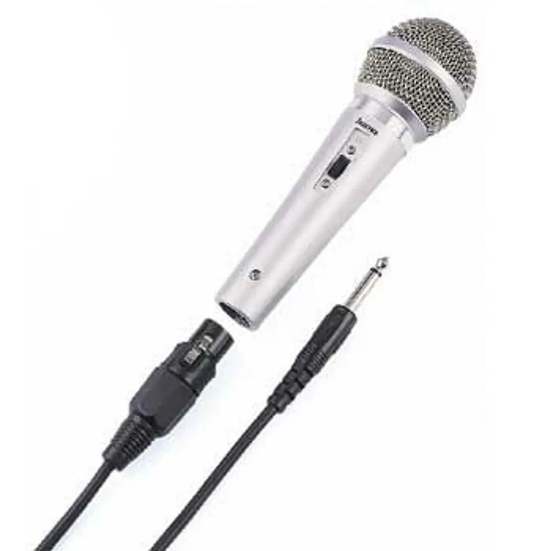 Hama Dm40 Microfono Dinamico - Cable 3m - Jack 3.5mm y 6.5mm - Incluye Adaptador de 6.35mm - Color Plata 1