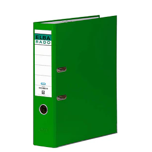 Elba Chic Archivador de Palanca Tamaño Folio - Lomo de 80mm - Con Ollao y Rado - Forrado Exterior PVC - Color Verde