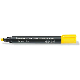 Staedtler Lumocolor 350 Rotulador Permanente - Punta Biselada 2-5mm aprox. - Tinta Base de Alcohol - Secado Rapido - Color Amarillo