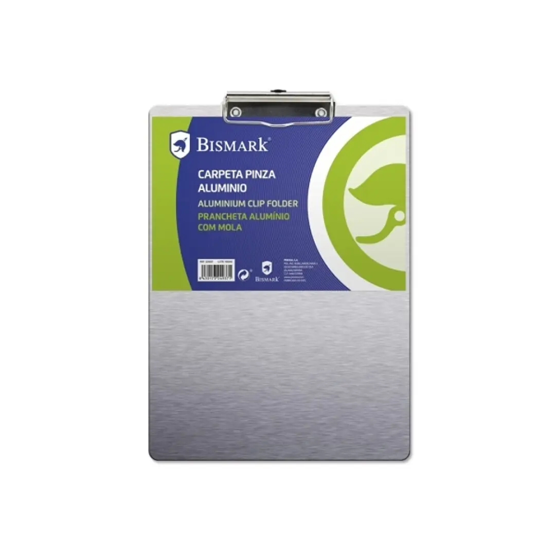 Biskmark Carpeta Sujetapapeles con Base de Aluminio y Pinza Metalica - Formato Folio 1