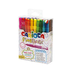 Carioca Fineliner Pack de 30 Rotuladores - Punta Blanca de Acetal 0.5mm - Colores Surtidos