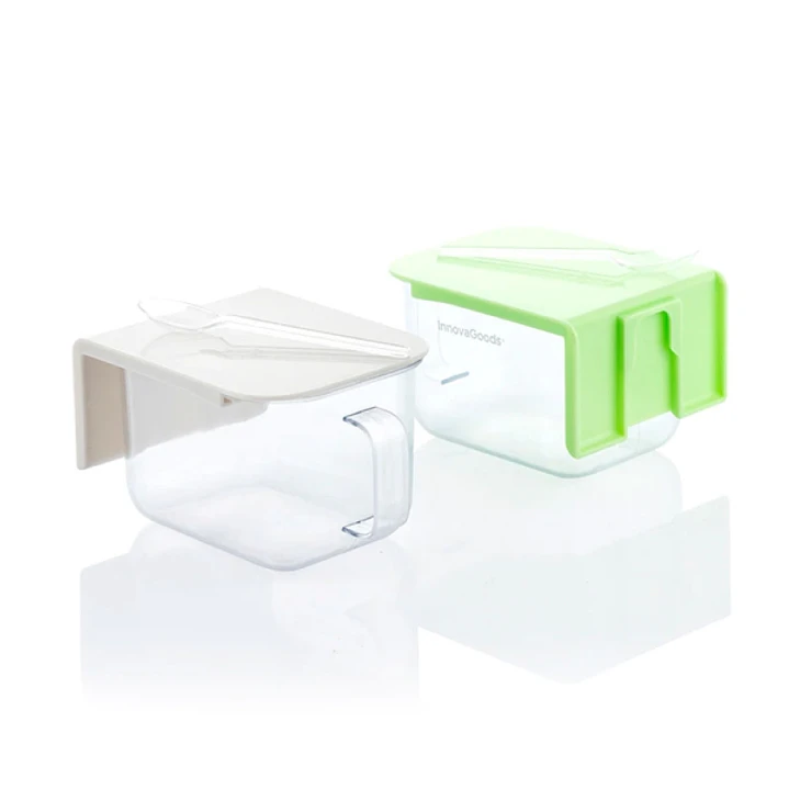 Innovagoods Handstore Pack de 2 Recipientes de Cocina Extraibles - Capacidad 420ml - Libre de BPA - Facil Limpieza - Adhesivos de Calidad - 12.5x7x9cm 1