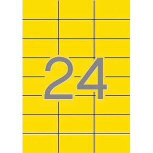 Apli Pack de 480 Etiquetas Rectangulares 70x37mm - 20 Hojas por 24 Etiquetas - Adhesivo Permanente - Cantos Rectos - Color Amarillo