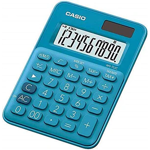 Casio MS-7UC Calculadora de Escritorio 10 Digitos - Tecla Doble Cero - Marcadores de Coma de 3 Digitos - Pulsacion de Teclas Simultanea - Alimentacion