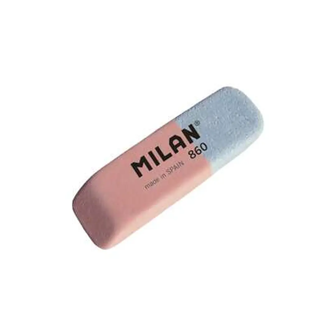 Milan 860 Goma de Borrar Biselada - Doble Uso - Flexible - Miga de Pan - Caucho - Color Rosa/Azul 1