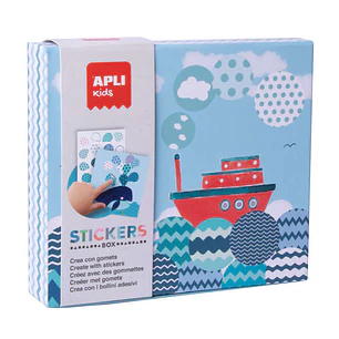 Apli Kids Juego de Gomets Barco - 8 Laminas Ilustradas de 200G - 8 Hojas de Gomets Removibles Geometricos - Libro Guia con Ejemplos - Alto Valor Didac