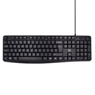 Ewent Teclado con Cable USB - Disposicion Portuguesa QWERTY PT - Cable de 1.35m - Teclas de Bajo Perfil y Silenciosas - Color Negro
