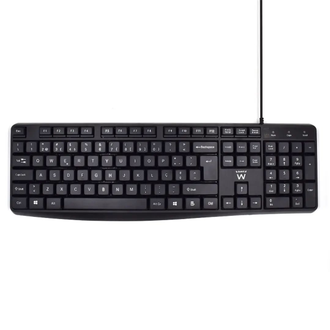 Ewent Teclado con Cable USB - Disposicion Portuguesa QWERTY PT - Cable de 1.35m - Teclas de Bajo Perfil y Silenciosas - Color Negro 1