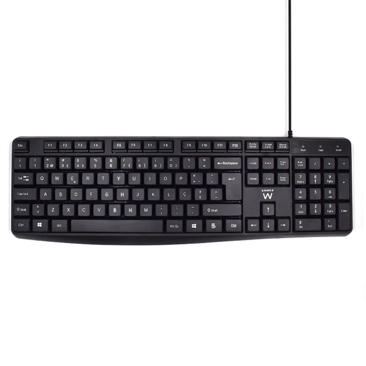 Ewent Teclado con Cable USB - Disposicion Portuguesa QWERTY PT - Cable de 1.35m - Teclas de Bajo Perfil y Silenciosas - Color Negro 1