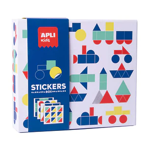 Apli Kids Juegos de Gomets Vehiculos - 200G Laminas Ilustradas - Gomets Removibles Geometricos - Alto Valor Didactico - Diseño Exclusivo de Caja de Ca