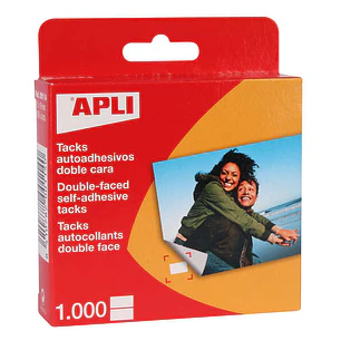 Apli Pack de 1000 Tacks Autoadhesivos Doble Cara - Tamaño 12x16mm - Ideal para Manualidades y Albumes - Libre de Acidos