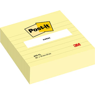 Post-It Bloc de 300 Notas Adhesivas Reposicionables - Forma Cuadrada - 101x101mm - Color Amarillo Claro