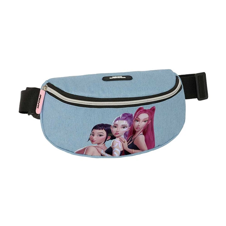 Safta K-Pop Demon Hunters Huntr/X Bolsa de Cintura - Cremallera - Cintas Ajustables - Cierre de PVC - 23x14x9cm - Color Azul Claro 1