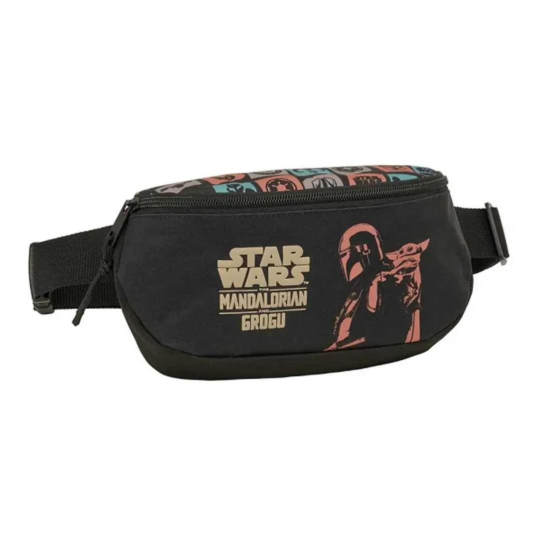 Safta Mandalorian and Grogu Bolsa de Cintura - Cremallera - Cintas Ajustables - Cierre de PVC - 23x14x9cm - Color Negro 1