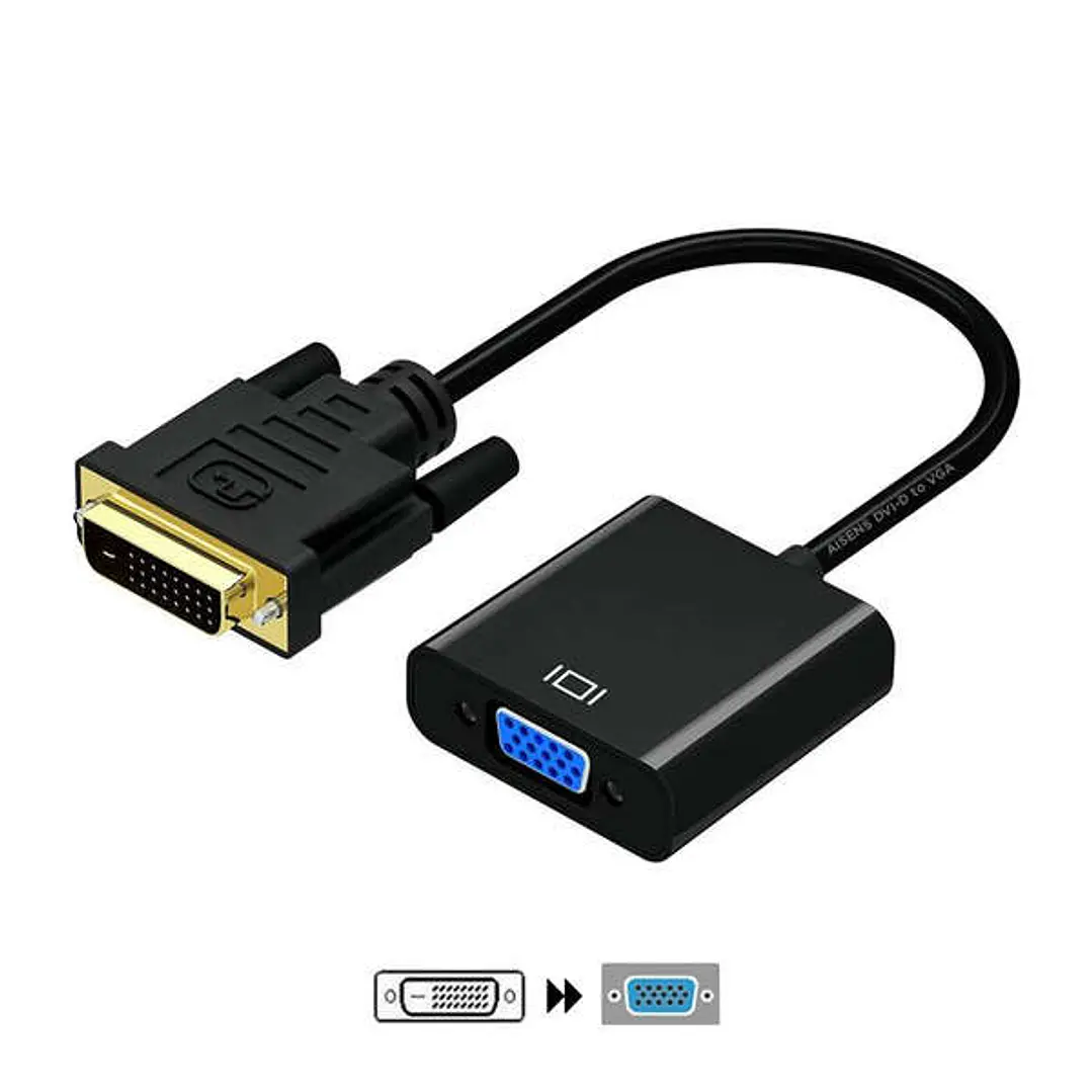 Aisens Conversor DVI-D a VGA - 24+1/M-HDB15/H - 10cm - Color Negro 1
