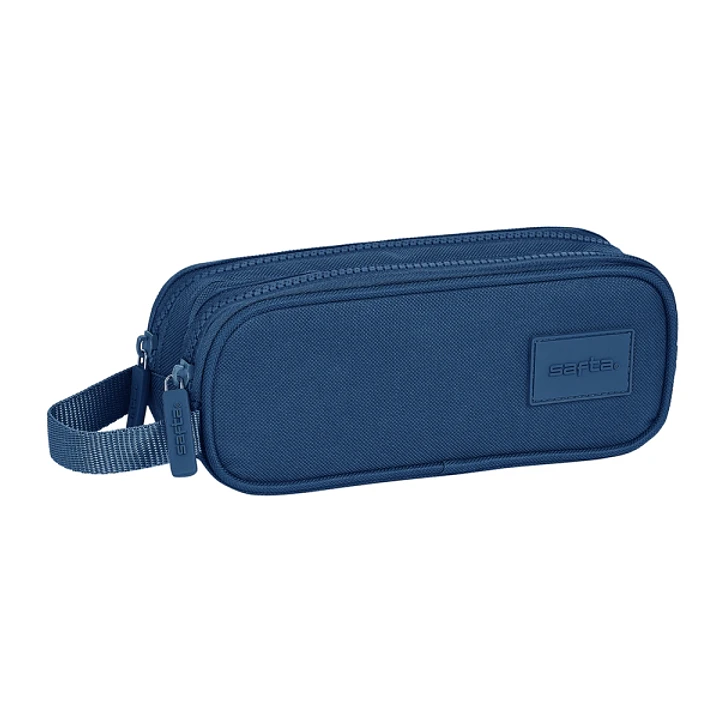 Safta Basic Portatodo - 2 Compartimentos con Cremalleras - Asa Lateral - 1L - 210x60x80mm - Color Azul Marino 1