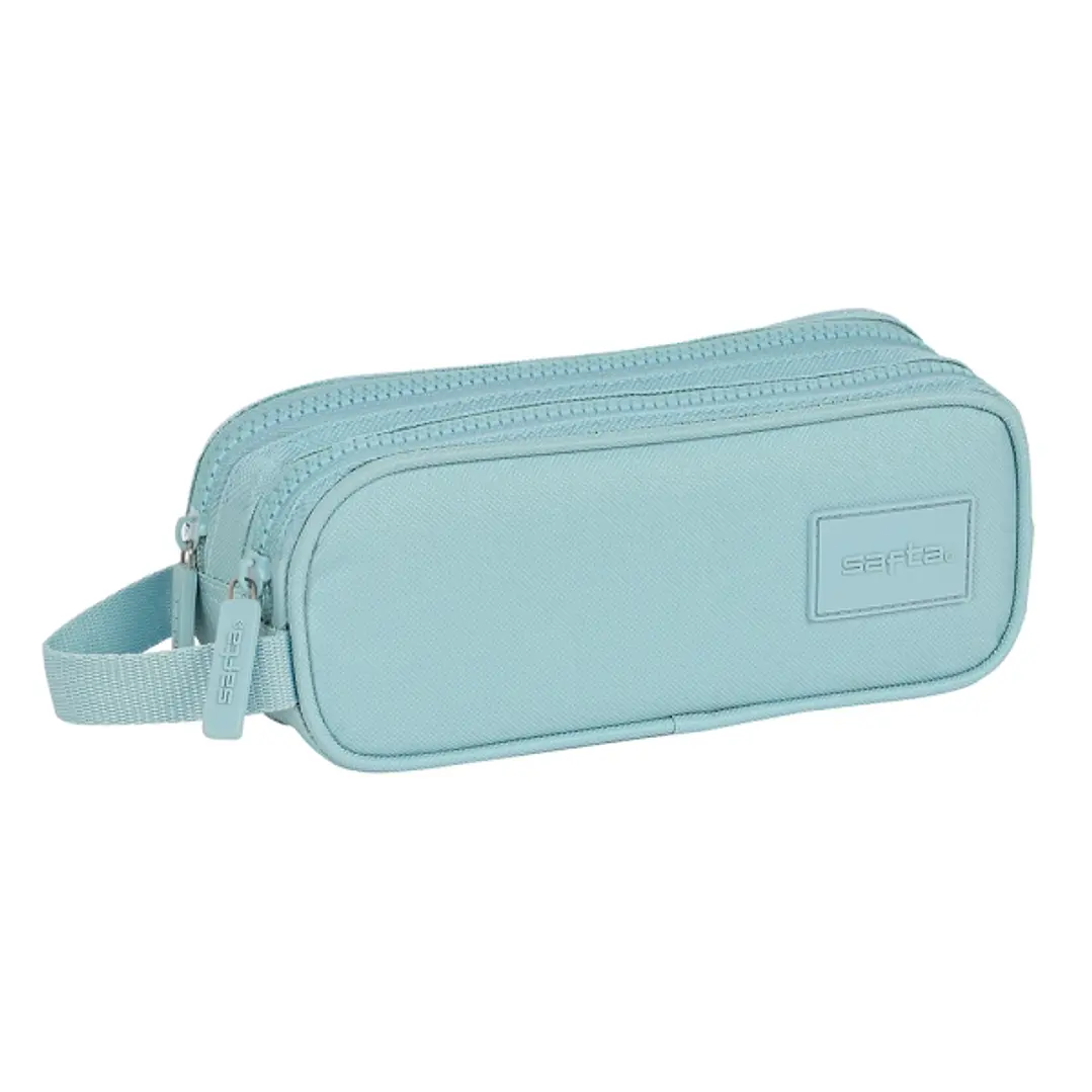 Safta Basic Portatodo - 2 Compartimentos con Cremalleras - Asa Lateral - 1L - 210x60x80mm - Color Turquesa 1