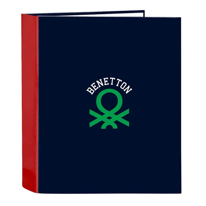 Safta Benetton Together Carpeta con 4 Anillas 40mm - Tapas Duras Forradas - Formato Folio - 270x60x330mm - Color Azul Marino 1
