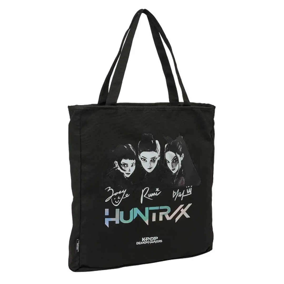 Safta K-Pop Demon Hunters Soul Tote Bag Bolsa de Tela - Cremallera - Bolsillo Interior - Asas de Mano - 36x38x6.5cm - Color Negro 1