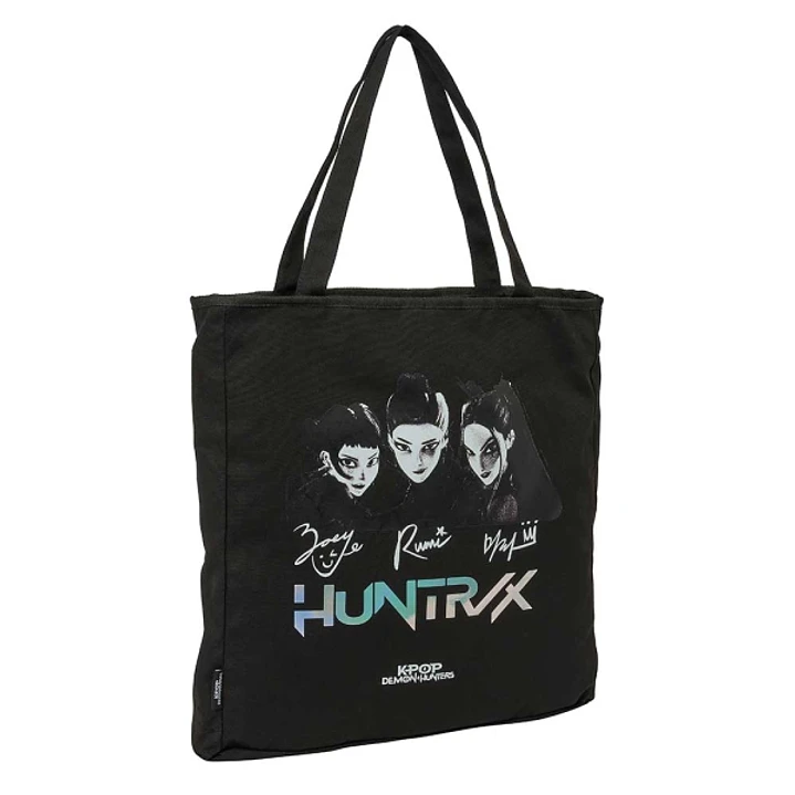 Safta K-Pop Demon Hunters Soul Tote Bag Bolsa de Tela - Cremallera - Bolsillo Interior - Asas de Mano - 36x38x6.5cm - Color Negro 1