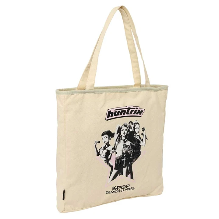 Safta K-Pop Demon Hunters Star Tote Bag Bolsa de Tela - Cremallera - Bolsillo Interior - Asas de Mano - 36x38x6.5cm - Color Beige 1