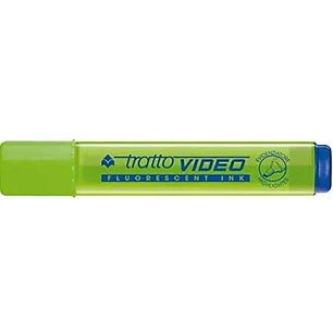 Tratto Video Marcador Fluorescente - Punta Biselada - Tinta Base de Agua - Secado Rapido - Color Verde Lima Fluorescente
