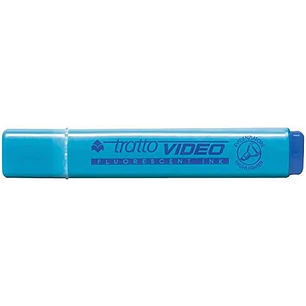 Tratto Video Marcador Fluorescente - Punta Biselada - Tinta Base de Agua - Secado Rapido - Color Azul Fluorescente