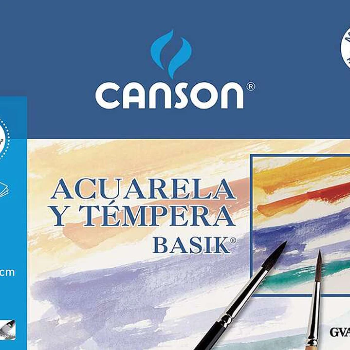 Canson Acuarela Basik Minipack de 6 Hojas A3 - 29.7x42cm - 370g - Color Blanco 1