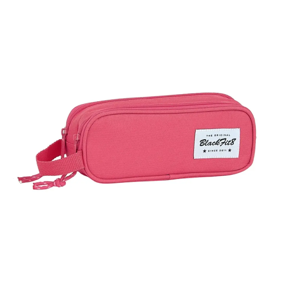 Safta Blackfit8 Fresa Portatodo - 2 Compartimentos con Cremalleras - Asa Lateral - 1L - 210x60x80mm - Color Rosa 1