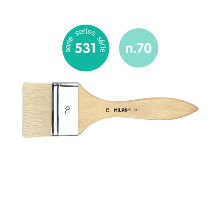 Milan 531 Paletina para Barnices y Oleo de 70mm - Cerda Natural - Mango Corto - Color Madera Claro 1