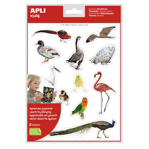 Apli Gomets Tematicos Realistas de Aves - 24 Gomets en 2 Hojas - Imagenes Realistas para Relacionar Aves - Desarrolla Habilidades Motoras - Adhesivo R