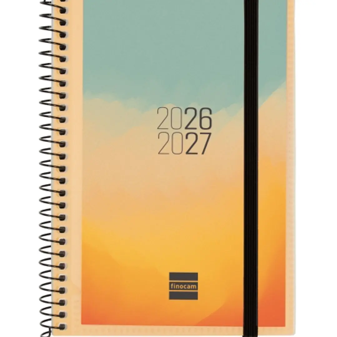 Finocam Espir Agenda Escolar 26/27 - Semana Vista Horizontal - Formato E8 - 120x171mm - Tapas de Polipropileno - Papel de 80g/m2 - Espiral Metalica -  1