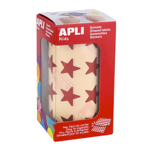 Apli Gomets Estrella 19.5mm - 1416 Unidades por Rollo - Adhesivo Permanente - Ideal para Actividades Infantiles