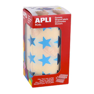 Apli Gomets Estrella Azul Metalizado - Tamaño 19.5mm - Adhesivo Permanente - 1416 Gomets por Rollo - Ideal para Actividades Creativas con Niños