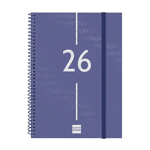 Finocam Year Agenda de Espiral - Tapa Ligera - Formato E10 - 162x14x212mm - Semana Vista en Vertical - Color Azul