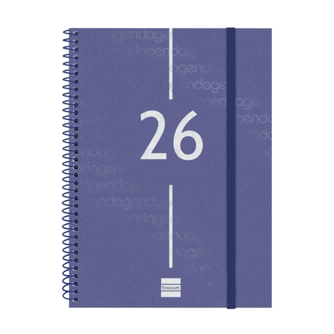 Finocam Year Agenda de Espiral en Catalan - Anual 2026 - Tapa Ligera - Formato E10 - 162x14x212mm - Semana Vista en Vertical - Color Azul 1